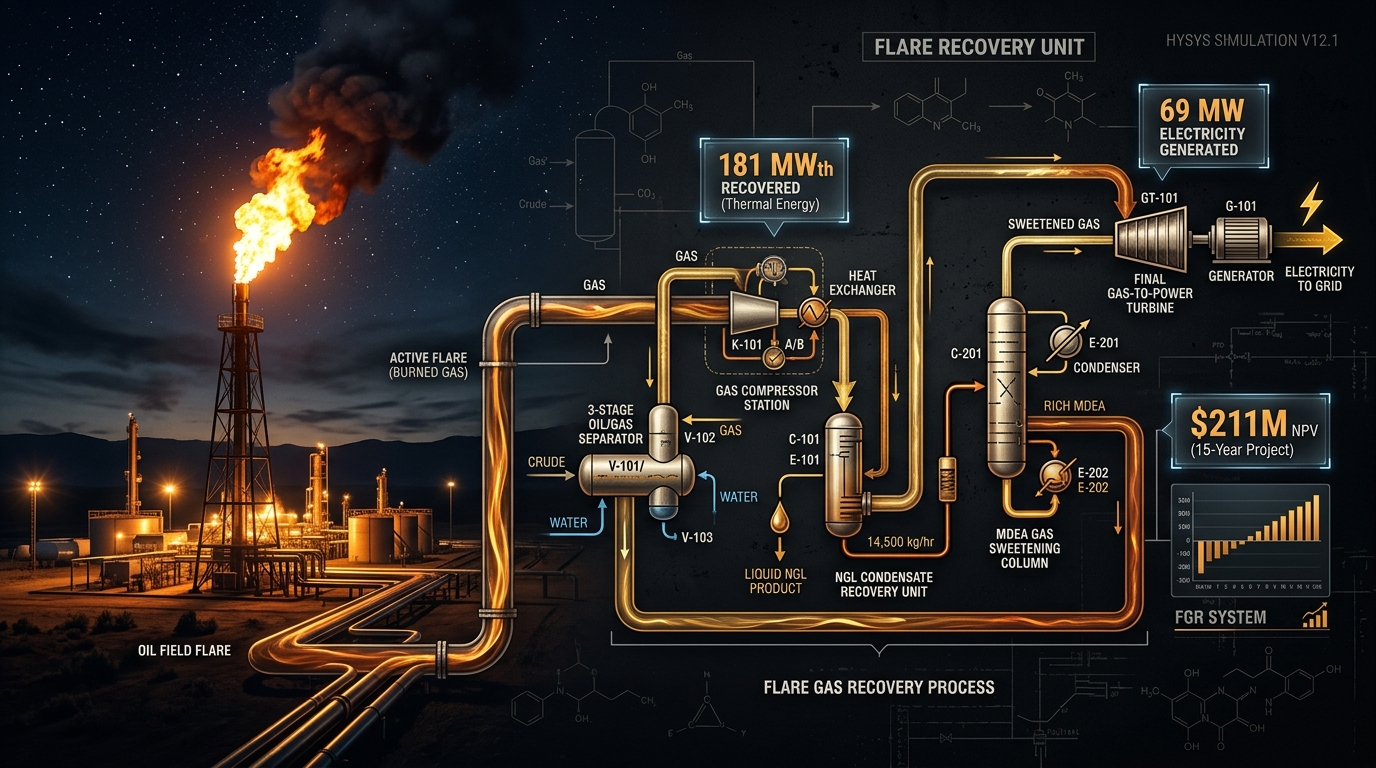Routine Flare Gas Recovery & Techno-Economic Monetization (Gas-to-Power & NGL Extraction)