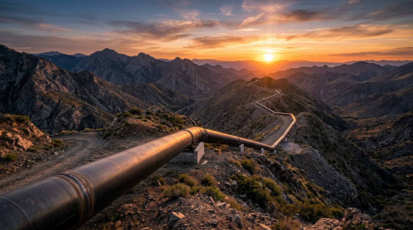 Cross-Country Natural Gas Pipeline Simulation | Terrain & Pipe Sizing