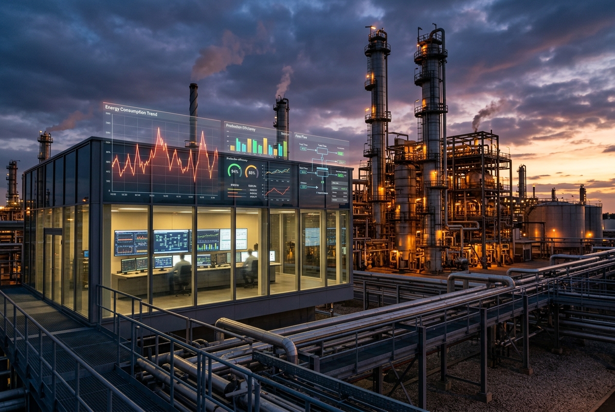 Process manufacturing facility undergoing energy and performance analysis